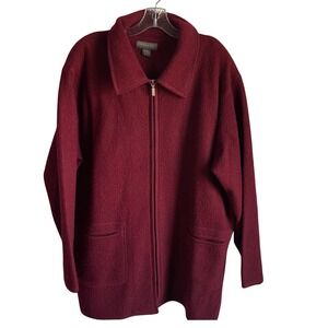 VTG Lane Bryant Wool Coat‎ 18/20 Burgundy Zip Jacket Made in Hong Kong Classic